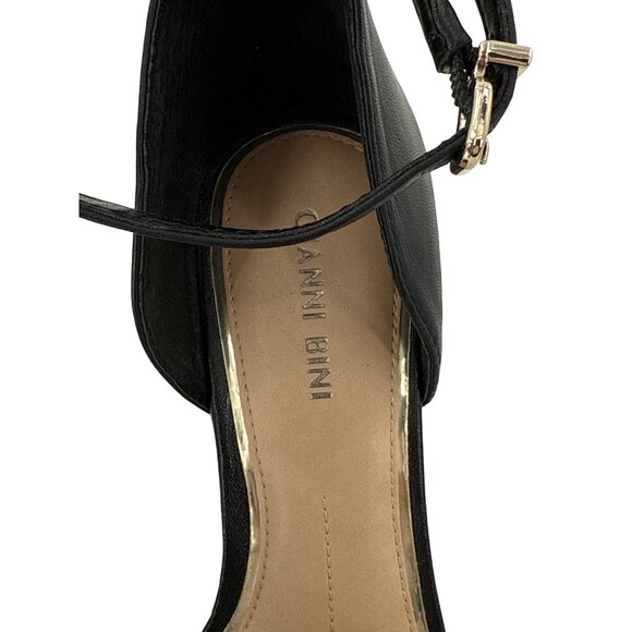 Gianni Bini Black Ankle Strap Heels Gold Stiletto Heel 7.5 - Picture 5 of 8